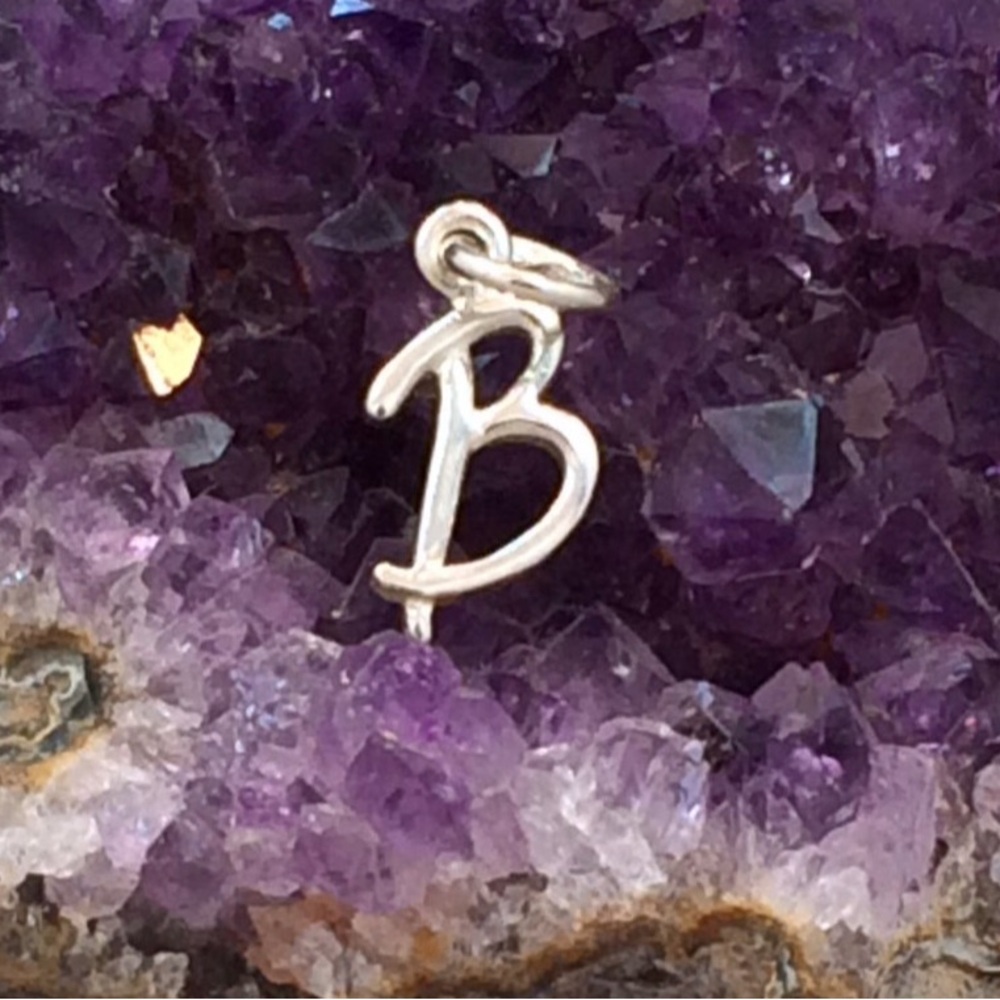 925 Silver Initial 'B' Pendant Script